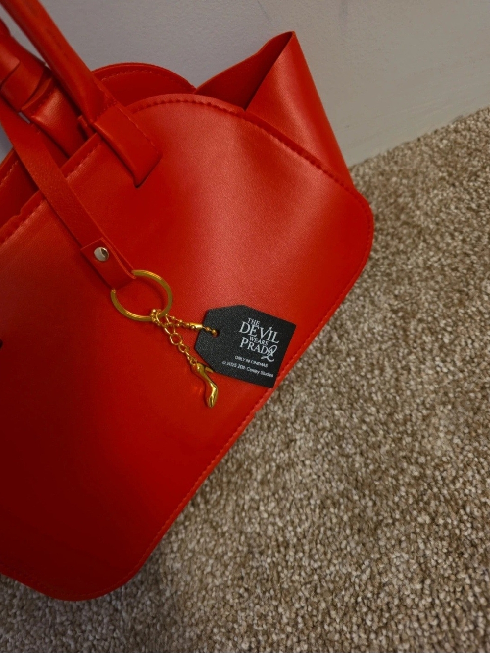 Red Tote Bag with Gold Charm